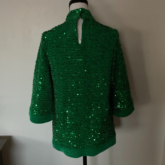 Zara Green Sequin Turtleneck Sweater - Picture 11 of 11